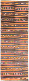 145X427 Kelim Fars Vloerkleed Oosters Tapijtloper Bruin/Oranje (Wol, Perzië/Iran) Carpetvista