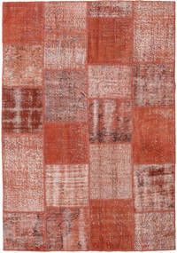 Patchwork Rug 154X223 Red/Orange Wool, Turkey Carpetvista