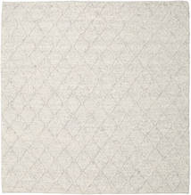  ウール 絨毯 250X250 Rut ライトグレー/クリームホワイト 正方形 ラグ 大