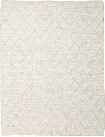  250X350 Checkered Large Rut Rug - Light Grey/Cream White Wool