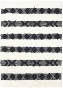  160X230 Gestreift Shaula Teppich - Schwarz/Weiß Wolle