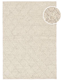  160X230 Checkered Rut Rug - Light Grey/Cream White Wool