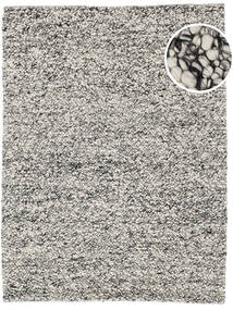  170X240 Plain (Single Colored) Bubbles Rug - Grey/White Wool, 