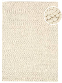  300X400 Plain (Single Colored) Large Bubbles Rug - Cream White Wool, 