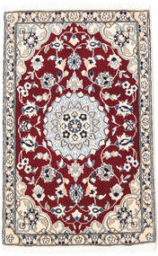 68X108 Nain Fine 9La Teppe Orientalsk Mørk Rød/Beige ( Persia/Iran) Carpetvista