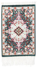  Qum Silk Rug 30X40 Persian Silk Beige/Dark Blue Small Carpetvista