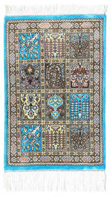 Ghom Seide Teppich 30X40 Grau/Braun Seide, Persien/Iran Carpetvista