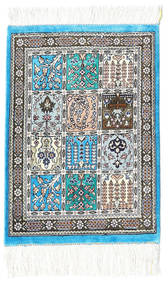 30X40 絨毯 オリエンタル クム シルク グレー/ブルー (絹, ペルシャ/イラン) Carpetvista