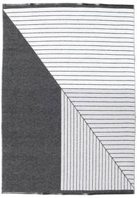 Diagonal インドア/アウトドア用ラグ 洗える 150X210 小 ブラック/グレー 幾何学模様 絨毯