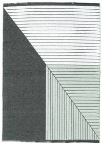Diagonal インドア/アウトドア用ラグ 洗える 150X210 小 ブラック/グリーン 幾何学模様 絨毯