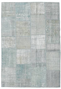 Patchwork Rug 157X232 Grey/Light Grey Wool, Turkey Carpetvista