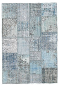Tapete Patchwork 140X201 Azul/Cinzento (Lã, Turquia)