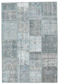 Patchwork Teppich 139X200 Grau/Hellblau Wolle, Türkei Carpetvista