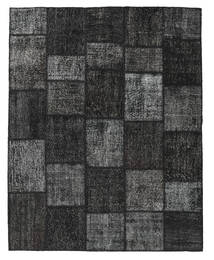 Patchwork Rug 198X249 Dark Grey/Grey Wool, Turkey Carpetvista