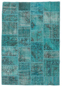 Patchwork Teppich 139X200 Türkis/Blau Wolle, Türkei Carpetvista