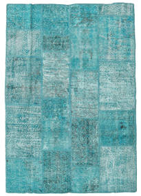  Patchwork Rug 139X201 Wool Teal/Blue Small Carpetvista