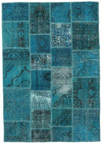 パッチワーク 絨毯 140X200 ウール ダークターコイズ/ブルー 小 Carpetvista