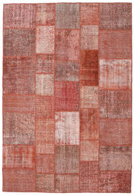206X302 Tapete Patchwork Moderno Vermelho (Lã, Turquia) Carpetvista