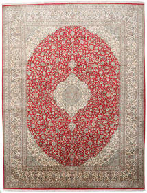  Kashmir Pure Silk Rug 279X363 Silk Beige/Red Large Carpetvista