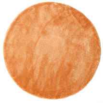 Shaggy Sadeh Ø 200 Orange Plain (Single Colored) Round Rug