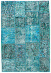  Patchwork Tapete 139X202 Lã Azul/Petroleo Pequeno Carpetvista