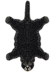  キッズカーペット ウール 絨毯 100X160 Leopard ブラック 小
