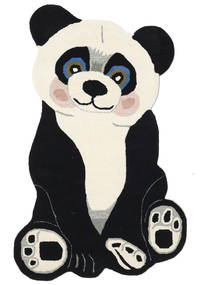 Panda Baby Tapete Infantil 100X160 Pequeno Preto/Bege Animal Lã