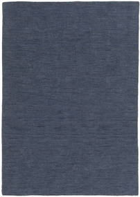 Kelim Loom 140X200 Small Navy Blue Plain (Single Colored) Wool Rug