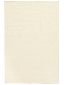  140X200 Plain (Single Colored) Small Kilim Loom Rug - Natural White Wool