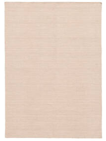  160X230 Plain (Single Colored) Kilim Loom Rug - Light Pink Wool