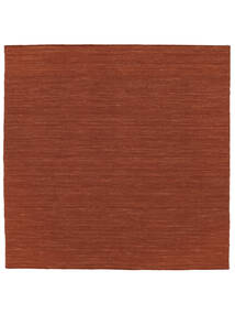  250X250 Cor Única Grande Kilim Loom Tapete - Vermelho Enferrujado Lã