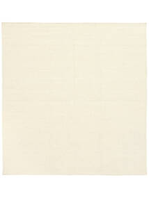  250X250 Plain (Single Colored) Large Kilim Loom Rug - Natural White Wool, 