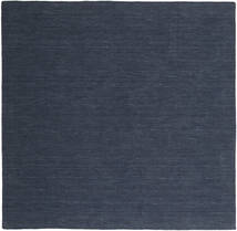 Kelim Loom 250X250 Large Navy Blue Plain (Single Colored) Square Wool Rug