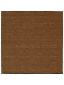 Kelim Loom 250X250 Large Brown Plain (Single Colored) Square Wool Rug