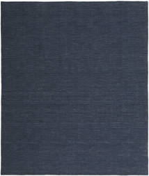  250X300 Plain (Single Colored) Large Kilim Loom Rug - Navy Blue Wool