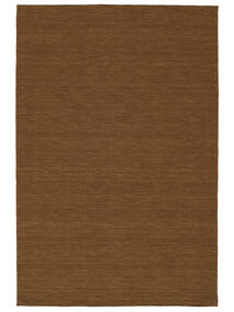  250X350 Plain (Single Colored) Large Kilim Loom Rug - Brown Wool