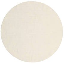  Ø 300 単色 大 キリム ルーム 絨毯 - ナチュラルホワイト ウール