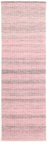 Alva 80X250 Small Pink/White Plain (Single Colored) Runner Wool Rug
