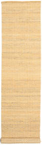 Alva 80X350 Small Mustard Yellow/White Plain (Single Colored) Runner Wool Rug