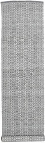  80X350 Einfarbig Klein Alva Teppich - Dunkelgrau/Weiß Wolle