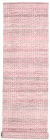  Tapete Lã 80X350 Alva Rosa/Branco Pequeno
