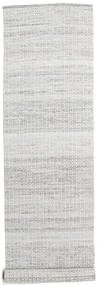 Alva 80X350 Small Grey/White Plain (Single Colored) Runner Wool Rug