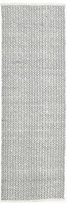 Alva 80X250 Small White/Black Plain (Single Colored) Runner Wool Rug