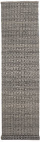 80X350 Plain (Single Colored) Small Alva Rug - Brown/Black Wool