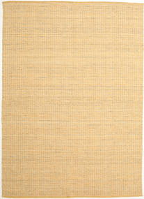  250X350 Plain (Single Colored) Large Alva Rug - Mustard Yellow/White Wool