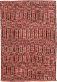Alva 140X200 Small Rust Red/Black Plain (Single Colored) Wool Rug 