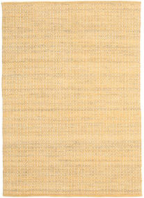  140X200 Plain (Single Colored) Small Alva Rug - Mustard Yellow/White Wool