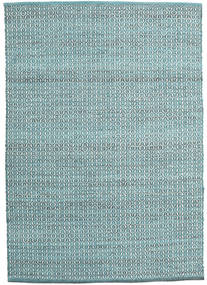  140X200 Plain (Single Colored) Small Alva Rug - Turquoise/White Wool