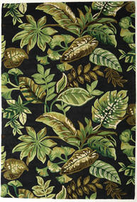 Jungel 200X300 グリーン/濃いグレー 花柄 ウール 絨毯 