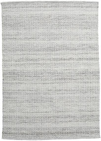  140X200 Plain (Single Colored) Small Alva Rug - Grey/White Wool